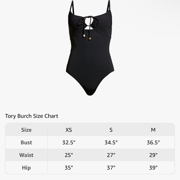 Tory Burch Women's Solid Black Ruched Tie Front One Piece Swimsuit Size XS - Picture 5 of 8
